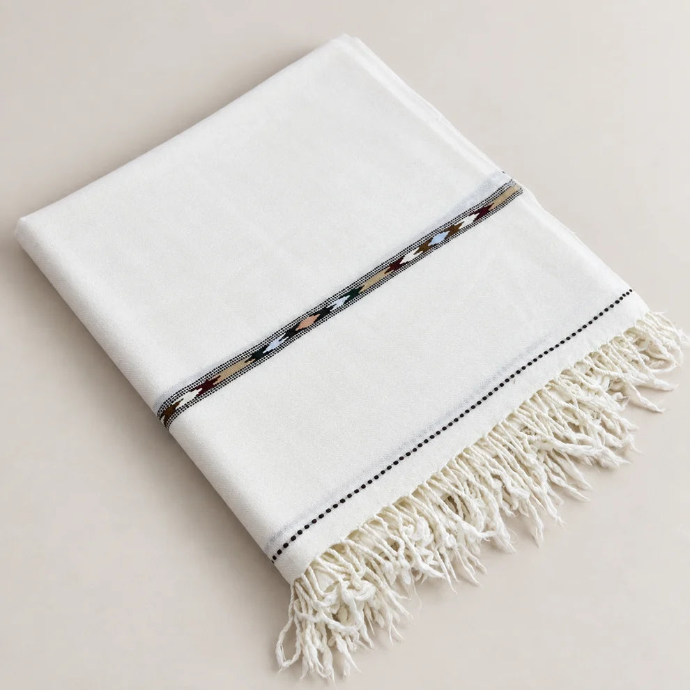 Barveze Premium White Pashmina Shawl