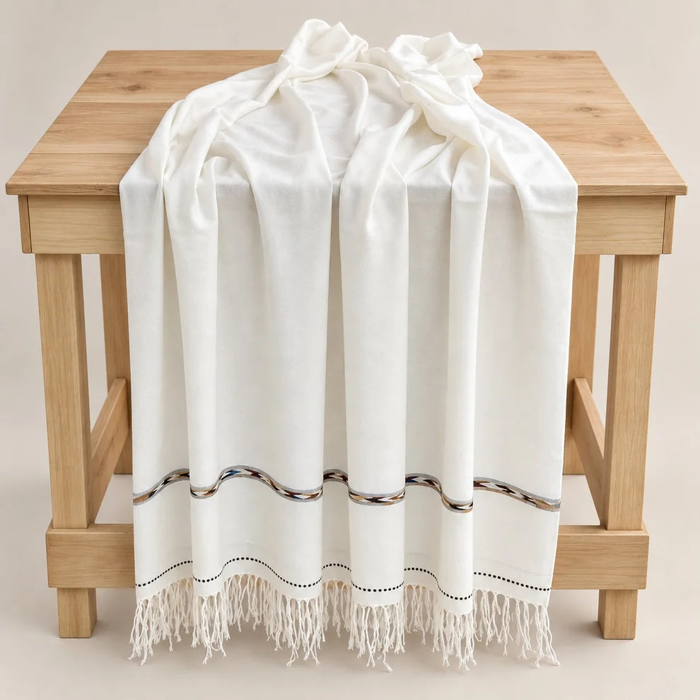 Barveze Premium White Pashmina Shawl