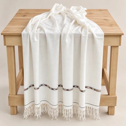 Barveze Premium White Pashmina Shawl
